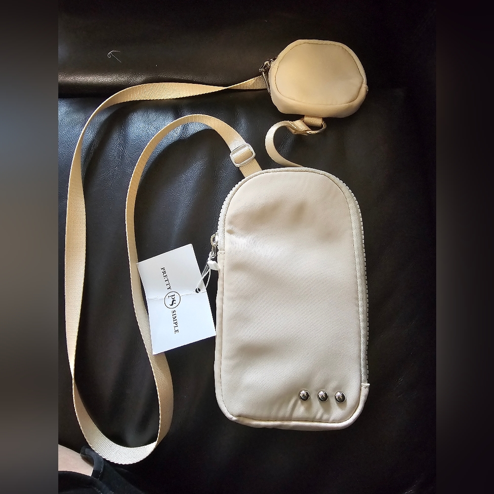 Pretty Simple Crossbody Nessa Phone Purse Nylon Cream NWT